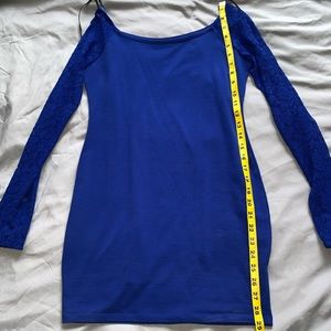 Cute long sleeve blue mini dress